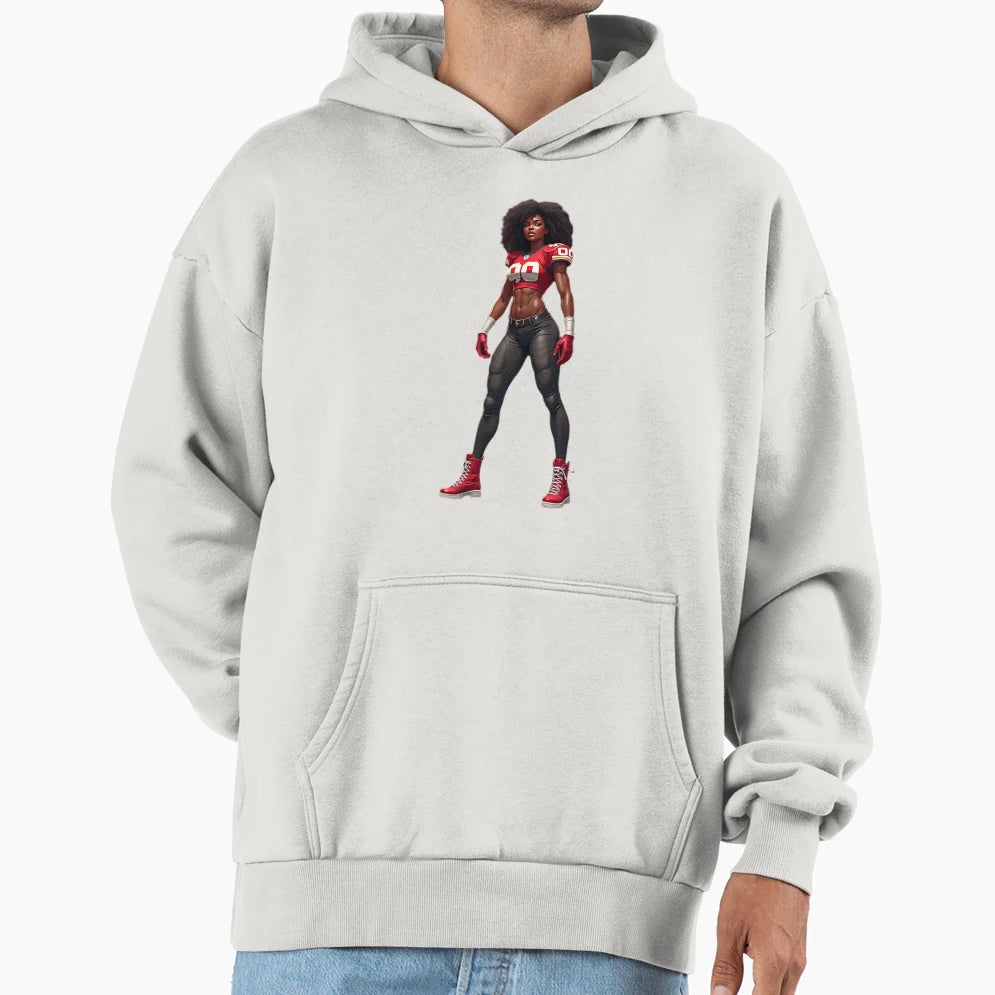 Female American Football Hoodie - Fun Novelty Design Men Women - T-Shirt, Sweatshirt, Hoodie