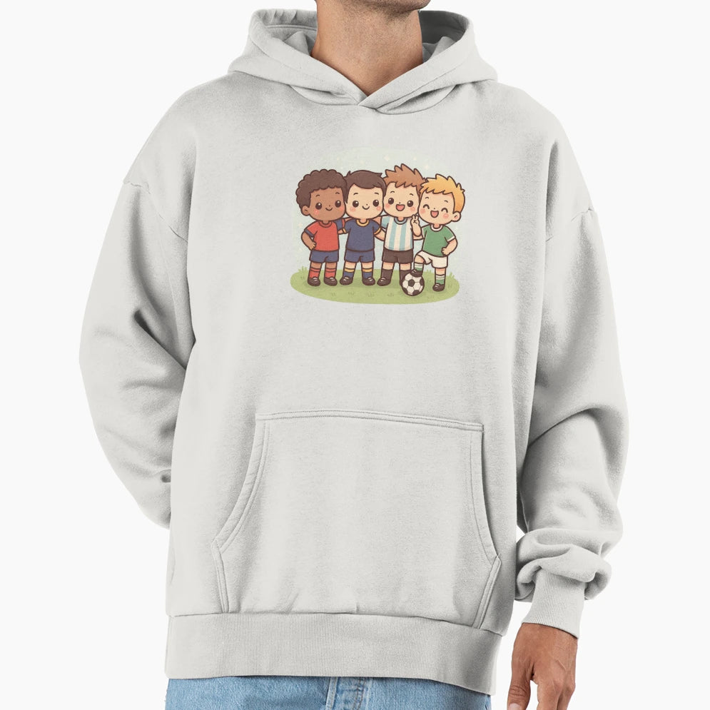 Kawaii Soccer Players Celebrating Goal Hoodie - Streetwear Style for Adults - T-Shirt, Sweatshirt, Hoodie