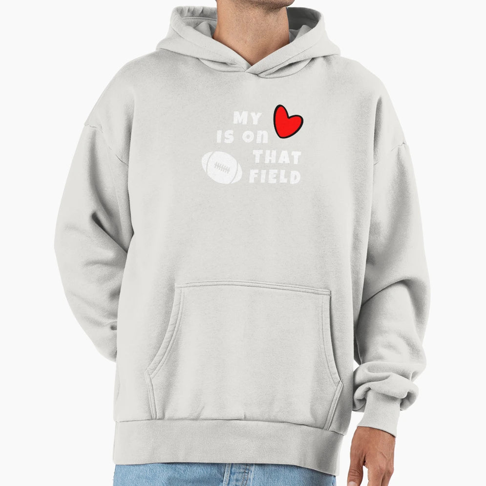 My Heart Is That Rugby Field Hoodie - Minimalist Print Unisex - T-Shirt, Sweatshirt, Hoodie