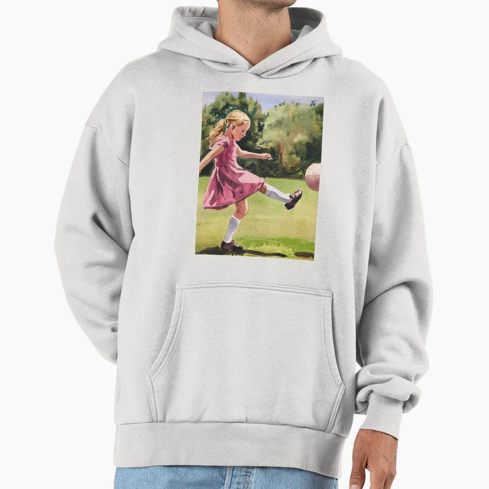 Female Footballer Hoodie - Custom Art Print Unisex - T-Shirt, Sweatshirt, Hoodie