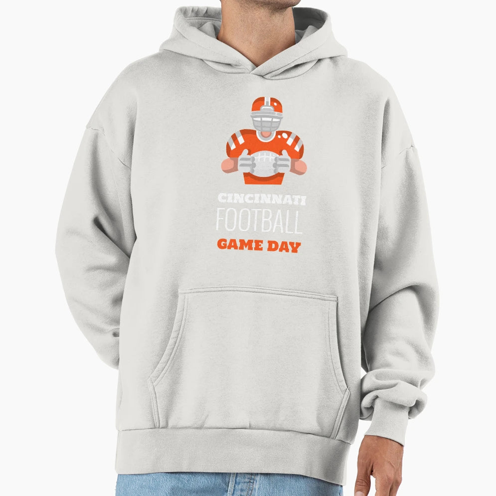 Cincinnati Football Game Day Hoodie - Casual Everyday Wear Men Women - T-Shirt, Sweatshirt, Hoodie