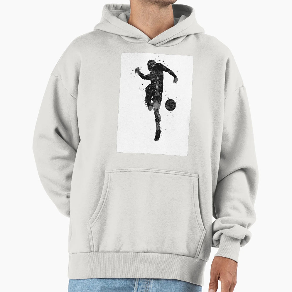 Soccer Player Black And White Hoodie - Graphic Print Unisex - T-Shirt, Sweatshirt, Hoodie