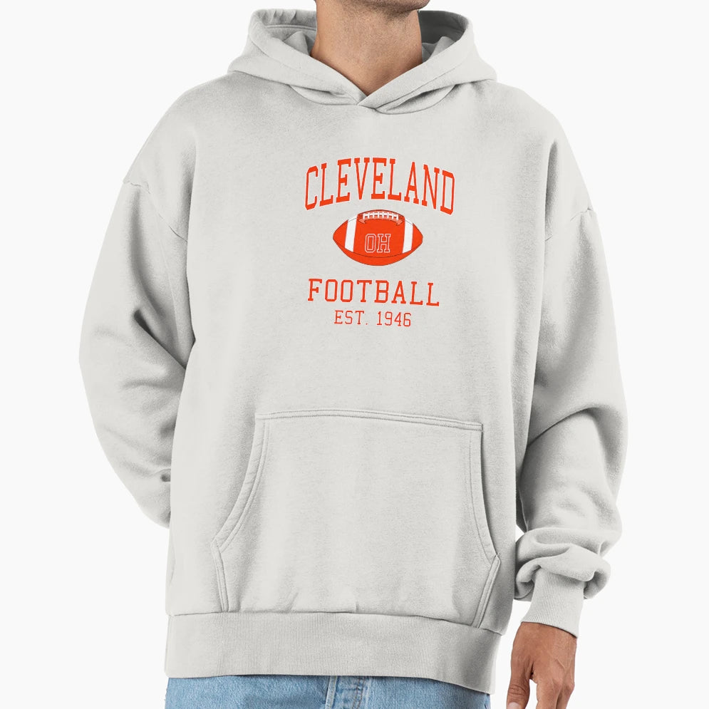 Cleveland Football Hoodie - Graphic Print Men Women - T-Shirt, Sweatshirt, Hoodie