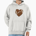 Cracked Grunge Football Heart Hoodie - Casual Everyday Wear for Adults - T-Shirt, Sweatshirt, Hoodie