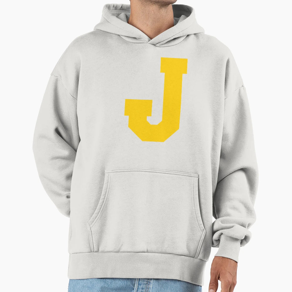 Alphabet Yellow J Sports Letter J Hoodie - Fun Novelty Design for Adults - T-Shirt, Sweatshirt, Hoodie