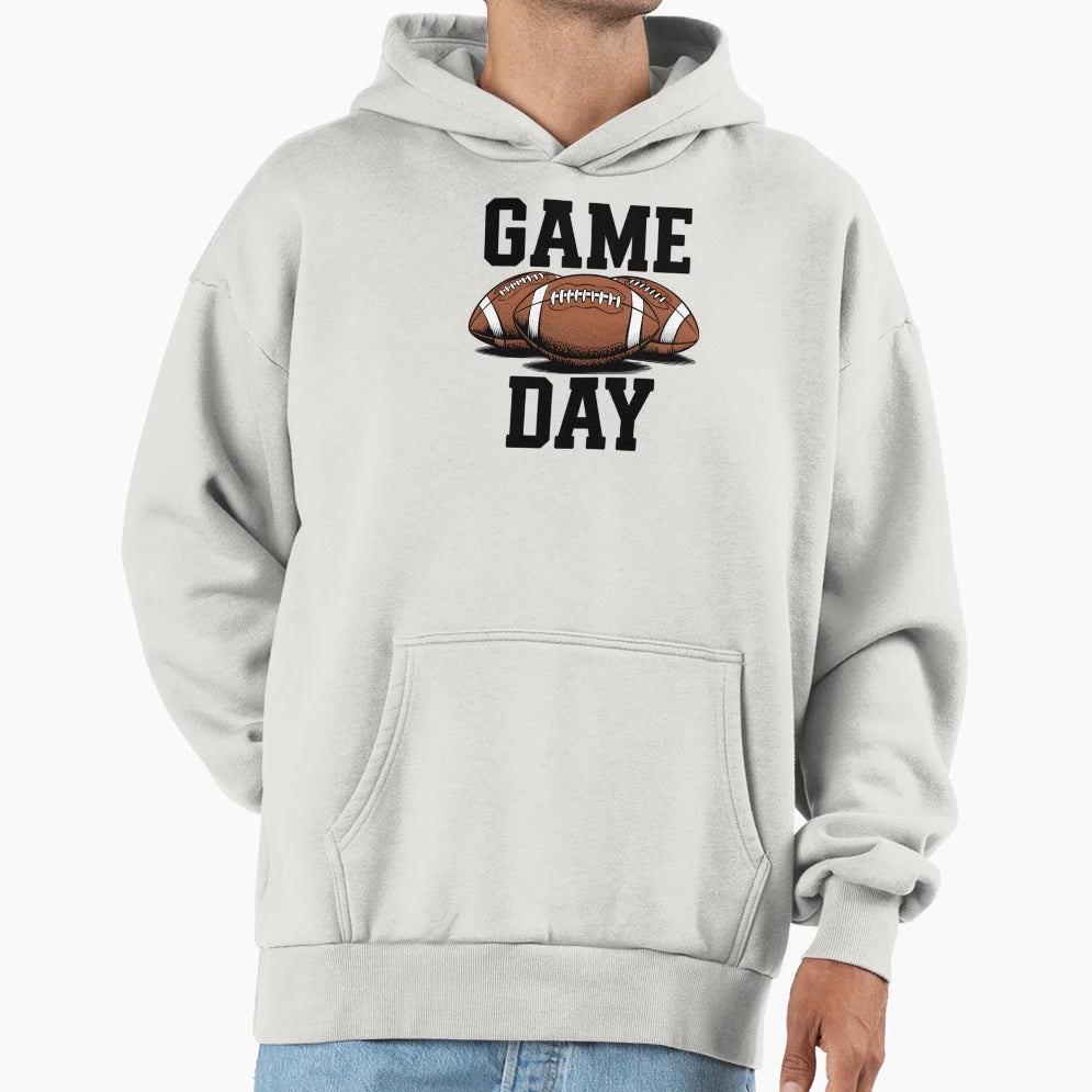 Game Day Football Triple Ball Hoodie - Minimalist Print Men Women - T-Shirt, Sweatshirt, Hoodie