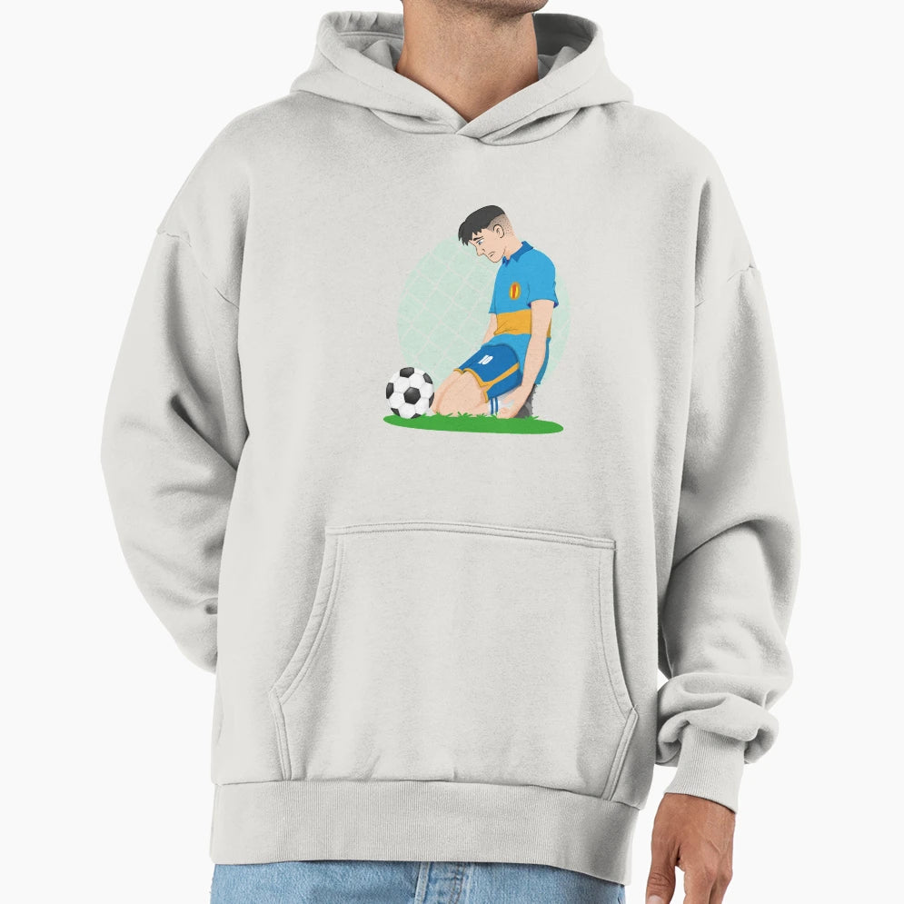 Illustration Soccer Player Sad Hoodie - Casual Everyday Wear Men Women - T-Shirt, Sweatshirt, Hoodie