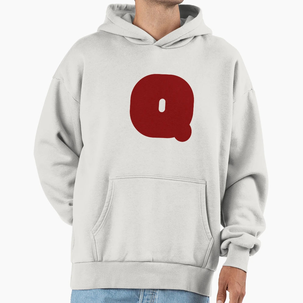 Alphabet Q Capital Letters Maroon Hoodie - Fun Novelty Design Men Women - T-Shirt, Sweatshirt, Hoodie