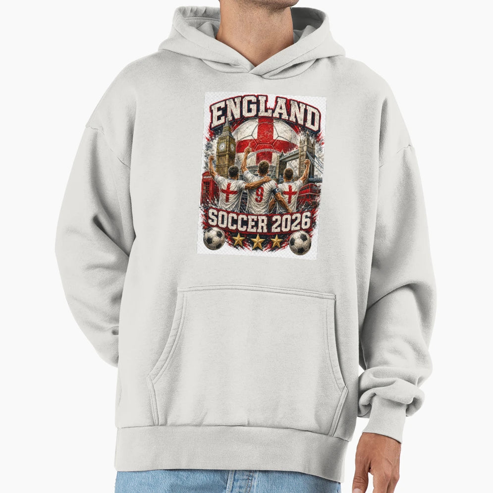 England Soccer 2026 Football Fan Gift Hoodie - Streetwear Style Men Women - T-Shirt, Sweatshirt, Hoodie