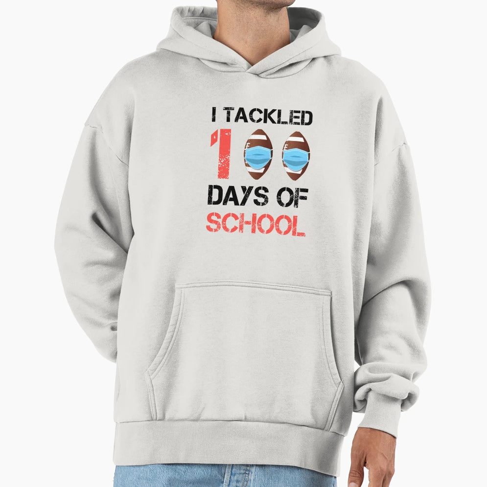 Football American Funny 100 Days Hoodie - Casual Everyday Wear Men Women - T-Shirt, Sweatshirt, Hoodie