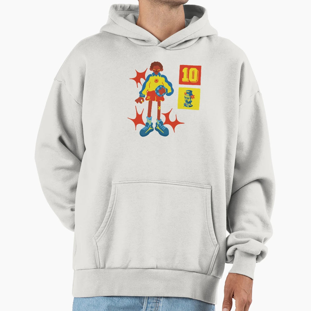 Soccer Character Number 10 Mascot Hoodie - Minimalist Print for Adults - T-Shirt, Sweatshirt, Hoodie