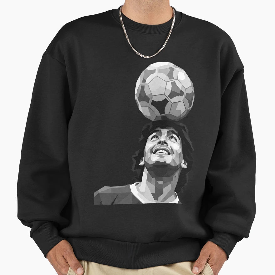 Maradona Grayscale Sweatshirt - Aesthetic Graphic for Adults - T-Shirt, Sweatshirt, Hoodie
