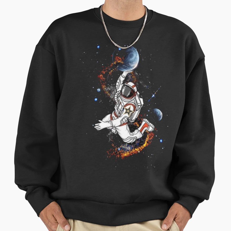 Astronaut Trowin Moon Sweatshirt - Graphic Print for Adults - T-Shirt, Sweatshirt, Hoodie