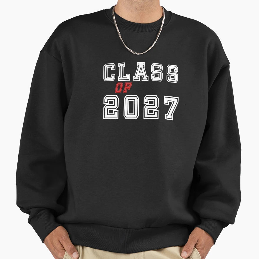 Class 2027 White Sweatshirt - Unique Graphic for Adults - T-Shirt, Sweatshirt, Hoodie