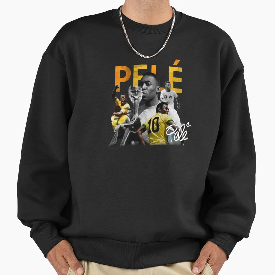 Pele Brazil Football Sweatshirt - Fun Novelty Design for Adults - T-Shirt, Sweatshirt, Hoodie