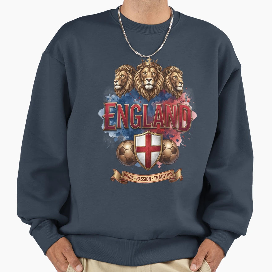 England Football Three Lions Sweatshirt - Custom Art Print for Adults - T-Shirt, Sweatshirt, Hoodie
