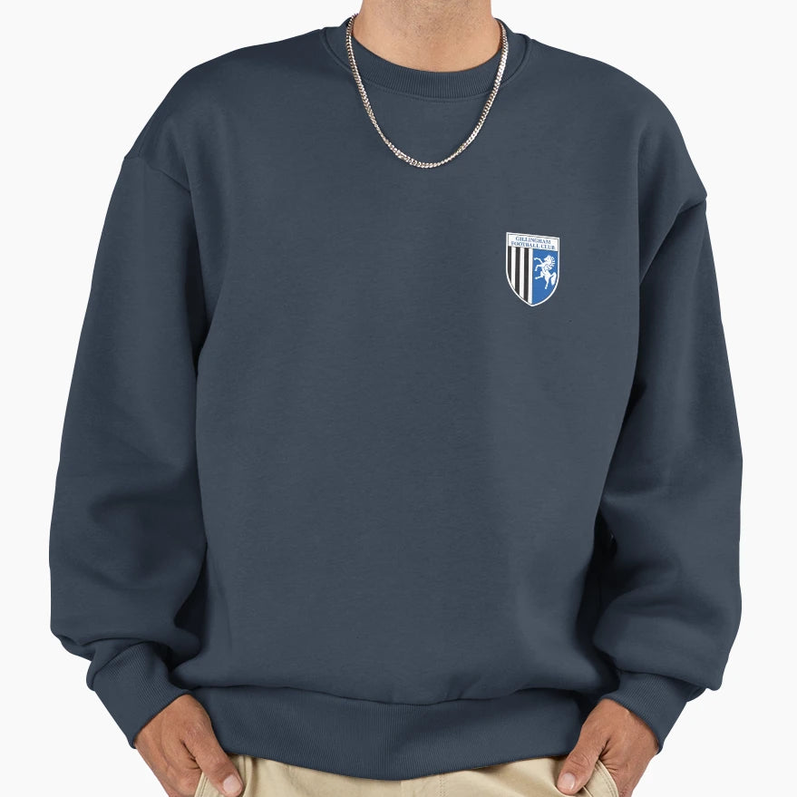 Gillingham Fc Logo Stripes Sweatshirt - Unique Graphic for Adults - T-Shirt, Sweatshirt, Hoodie