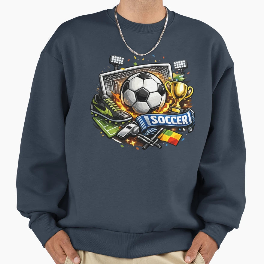 Dynamic Soccer Football Illustration Sweatshirt - Graphic Print Men Women - T-Shirt, Sweatshirt, Hoodie