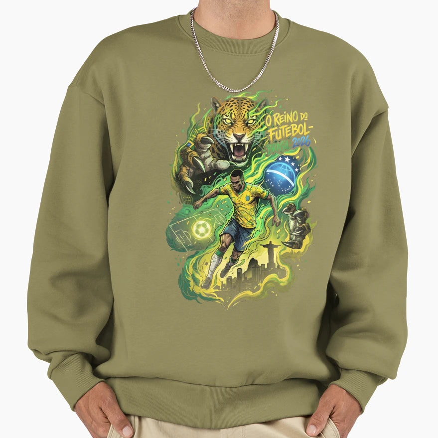 O Reino Do Futebol Brazil World Sweatshirt - Fun Novelty Design for Adults - T-Shirt, Sweatshirt, Hoodie