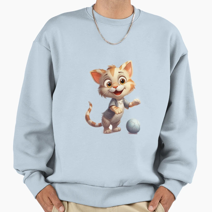 Spoiled Cat Playing Football Sweatshirt - Streetwear Style Unisex - T-Shirt, Sweatshirt, Hoodie