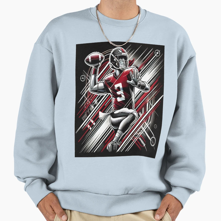 Dynamic Football Quarterback Sweatshirt - Casual Everyday Wear Men Women - T-Shirt, Sweatshirt, Hoodie