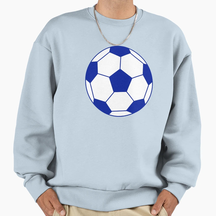 Soccer Ball Blue Sweatshirt - Aesthetic Graphic for Adults - T-Shirt, Sweatshirt, Hoodie