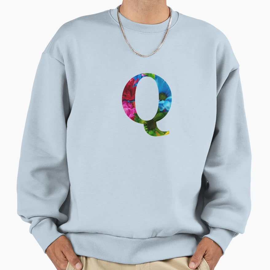 Monogram Initial Letter Q Sweatshirt - Fun Novelty Design for Adults - T-Shirt, Sweatshirt, Hoodie