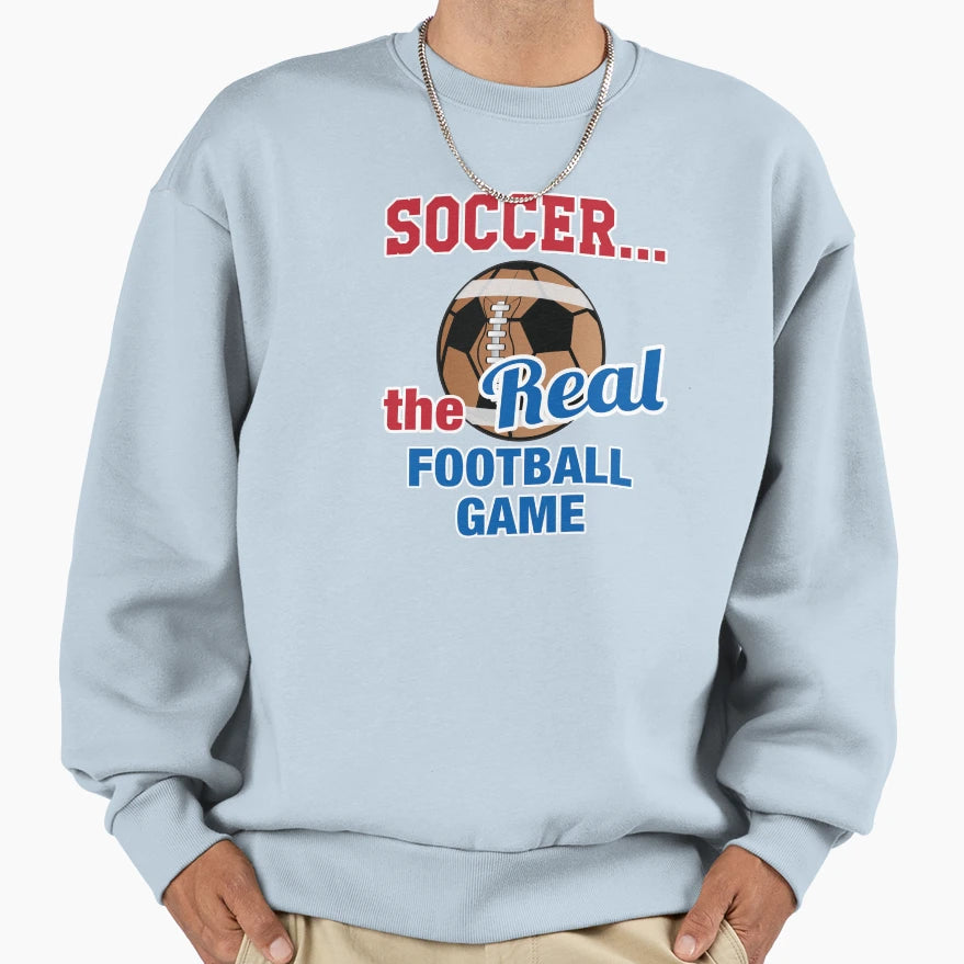 Soccer Real Football Game Black Sweatshirt - Aesthetic Graphic for Adults - T-Shirt, Sweatshirt, Hoodie