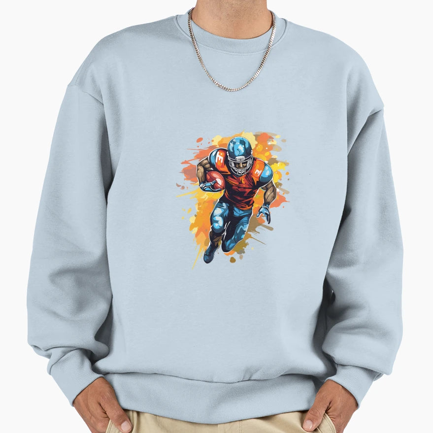 Artistic Cartoon Football Player Sweatshirt - Novelty Apparel Unisex - T-Shirt, Sweatshirt, Hoodie