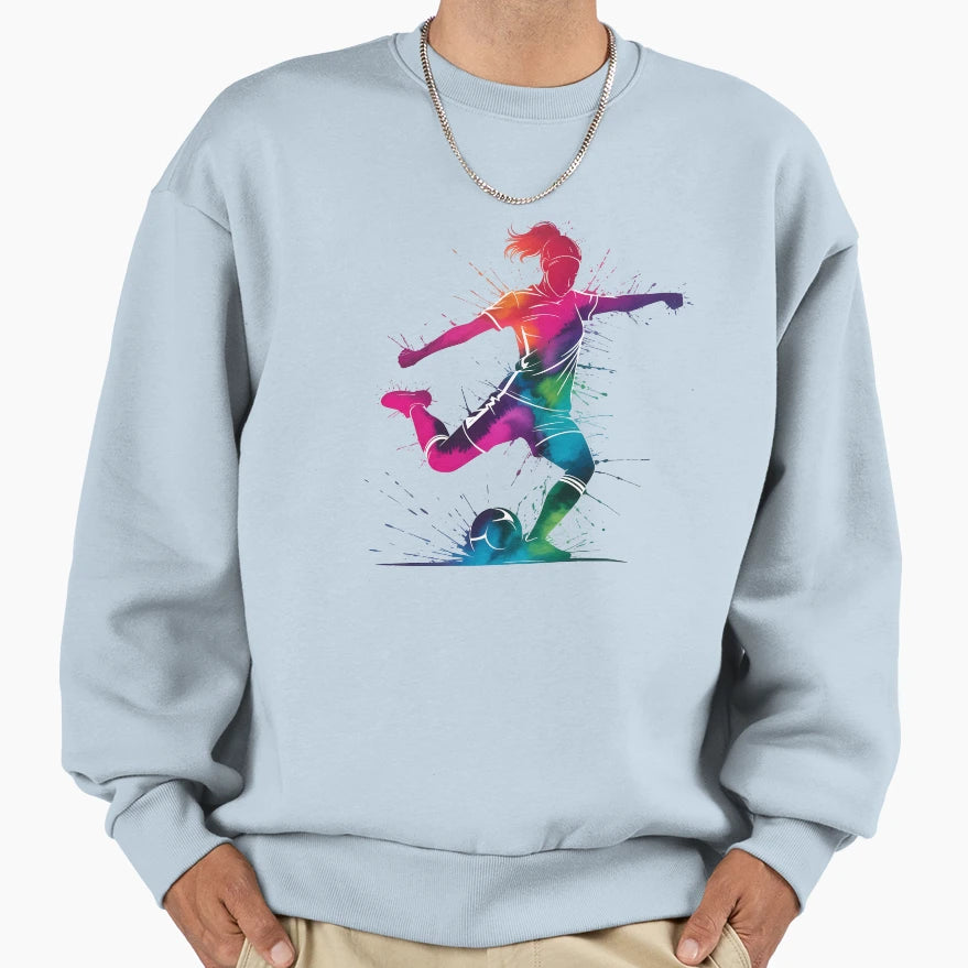 Colorful Watercolor Soccer Rainbow Sweatshirt - Novelty Apparel Men Women - T-Shirt, Sweatshirt, Hoodie
