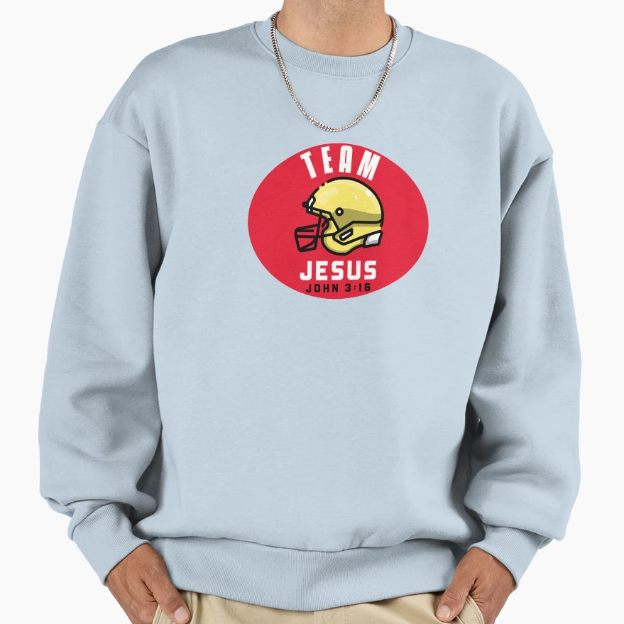 Football Team Jesus Sweatshirt - Casual Everyday Wear Unisex - T-Shirt, Sweatshirt, Hoodie