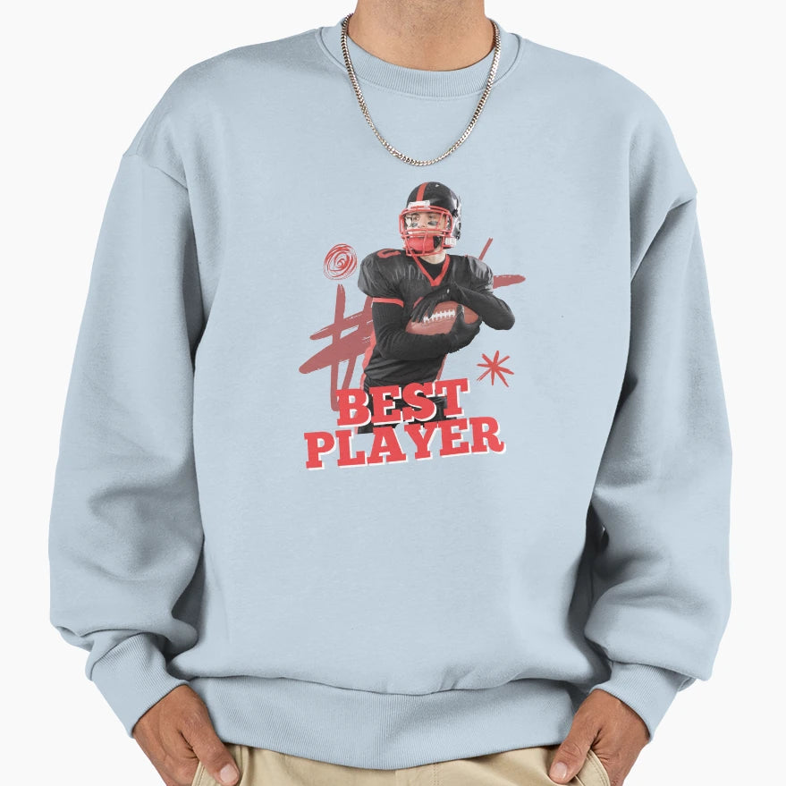 Best Player Football Football Player T-Shirt - Custom Art Print Unisex - T-Shirt, Sweatshirt, Hoodie