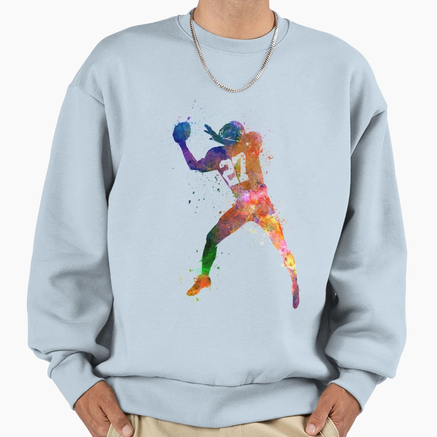 American Football Player Catching Sweatshirt - Graphic Print Unisex - T-Shirt, Sweatshirt, Hoodie