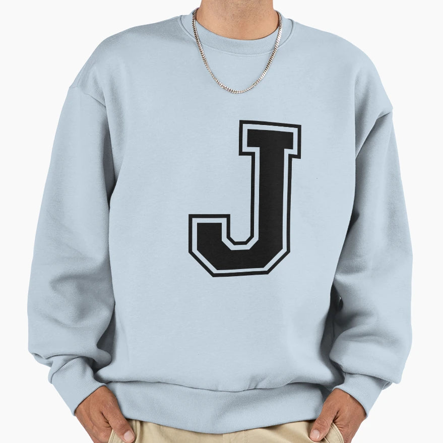 Letter J Black Sweatshirt - Streetwear Style for Adults - T-Shirt, Sweatshirt, Hoodie