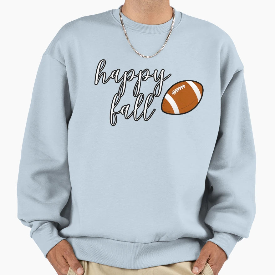 Happy Fall Football Sweatshirt - Minimalist Print Unisex - T-Shirt, Sweatshirt, Hoodie