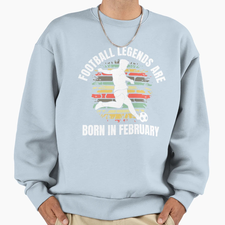 Football Legends Born February Sunset Sweatshirt - Minimalist Print Unisex - T-Shirt, Sweatshirt, Hoodie