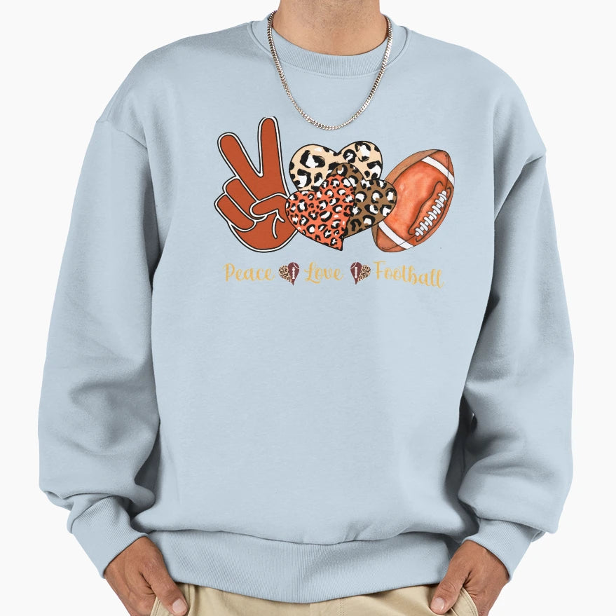 Peace Love Football Cut Sweatshirt - Casual Everyday Wear for Adults - T-Shirt, Sweatshirt, Hoodie
