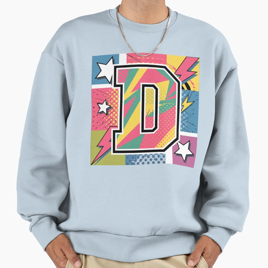 Dynamic Letter D Bold Colors Sweatshirt - Unique Graphic Men Women - T-Shirt, Sweatshirt, Hoodie