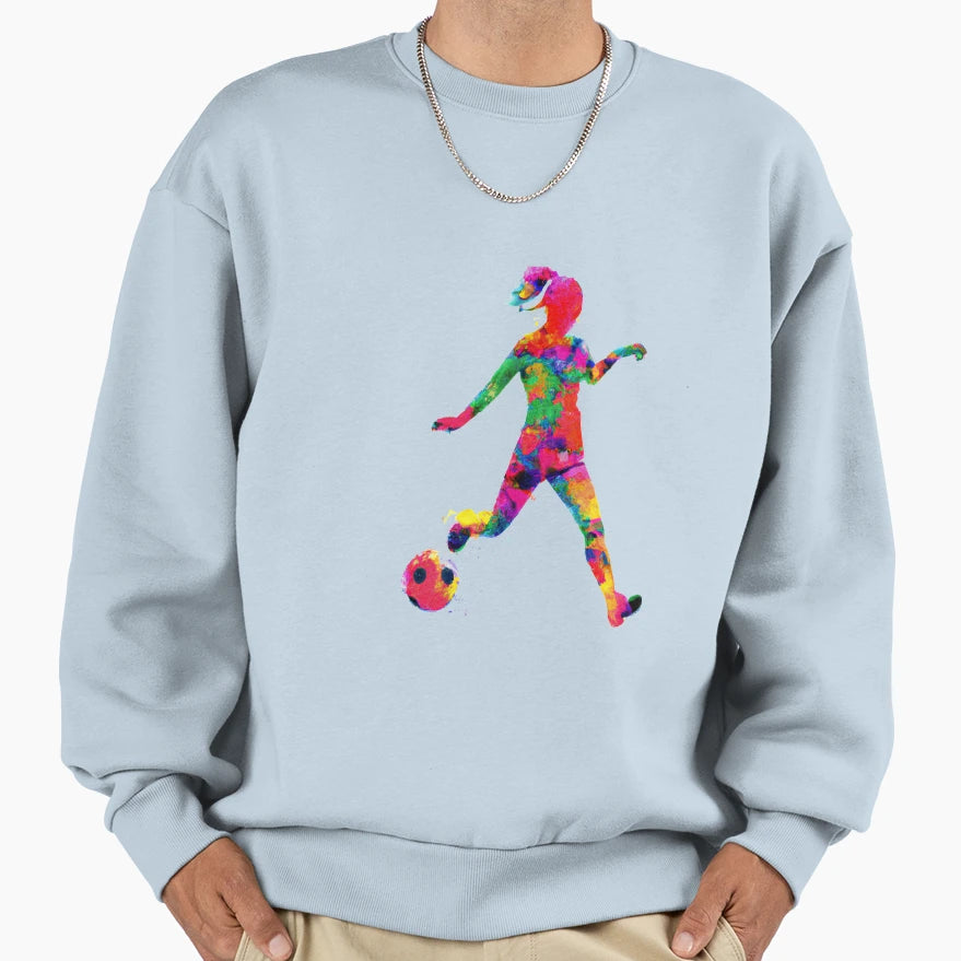 Soccer Player Watercolor Art Sweatshirt - Fun Novelty Design for Adults - T-Shirt, Sweatshirt, Hoodie