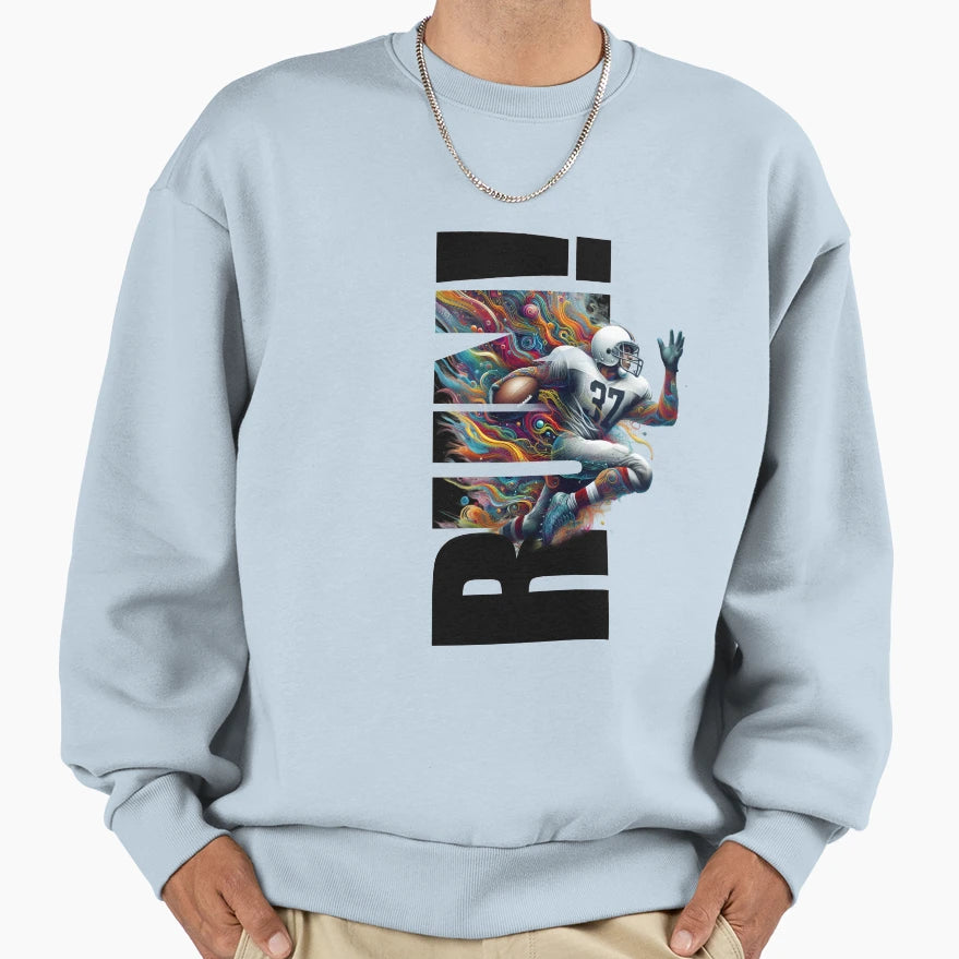 Dynamic Gridiron Dash Sweatshirt - Minimalist Print for Adults - T-Shirt, Sweatshirt, Hoodie