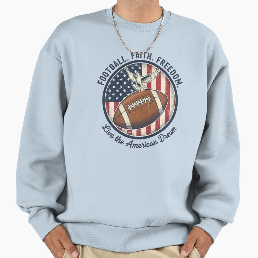 Football Faith Freedom Sweatshirt - Graphic Print Unisex - T-Shirt, Sweatshirt, Hoodie