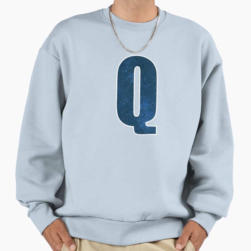 Letter Q Stars Sky Monogram Art Sweatshirt - Minimalist Print Unisex - T-Shirt, Sweatshirt, Hoodie