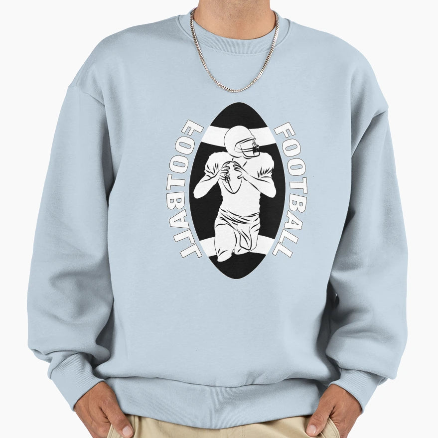 White Football Player Black Football Sweatshirt - Trendy Graphic Men Women - T-Shirt, Sweatshirt, Hoodie