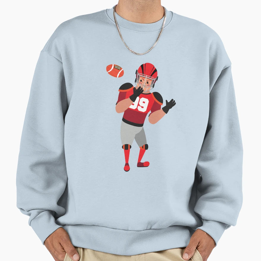 American Football Cartoon Sweatshirt - Casual Everyday Wear Unisex - T-Shirt, Sweatshirt, Hoodie