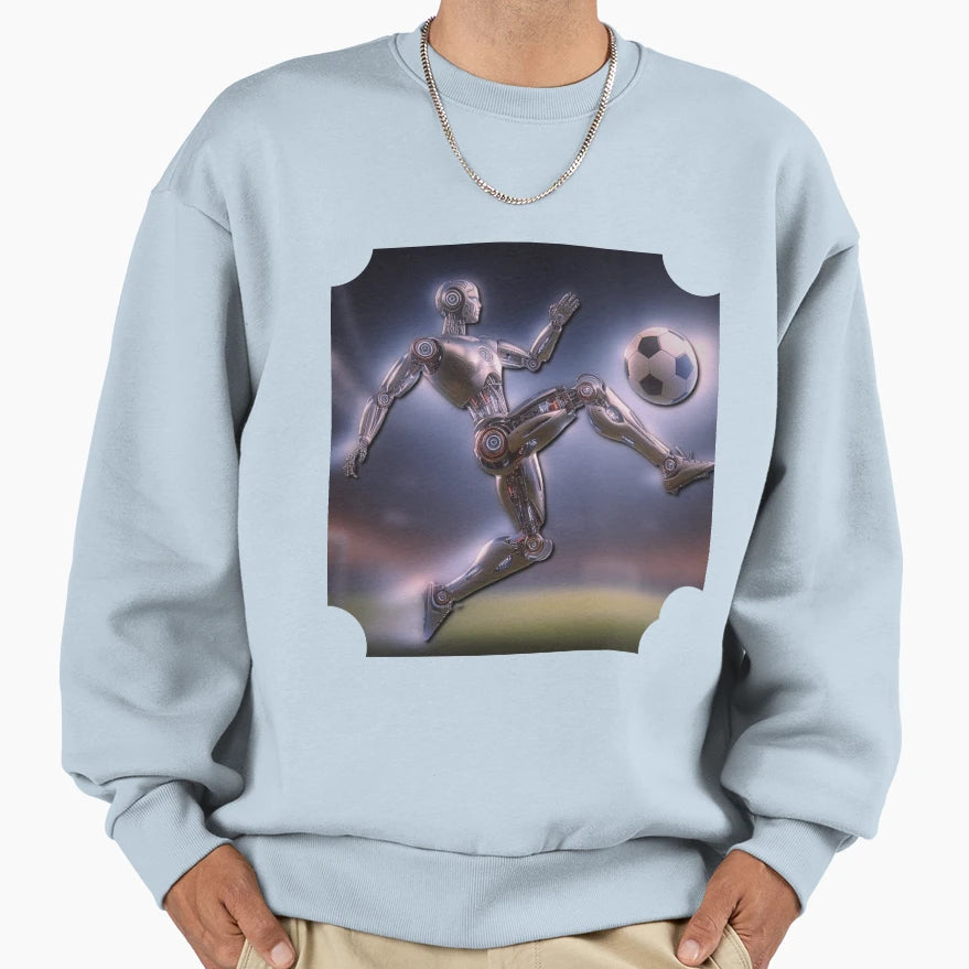 Robotic Soccer Player Action Sweatshirt - Casual Everyday Wear Men Women - T-Shirt, Sweatshirt, Hoodie