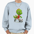 Happy Green Dino Kicking Soccer Ball T-Shirt - Custom Art Print Men Women - T-Shirt, Sweatshirt, Hoodie