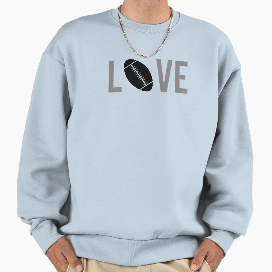 Love Football Grey Sweatshirt - Novelty Apparel Unisex - T-Shirt, Sweatshirt, Hoodie