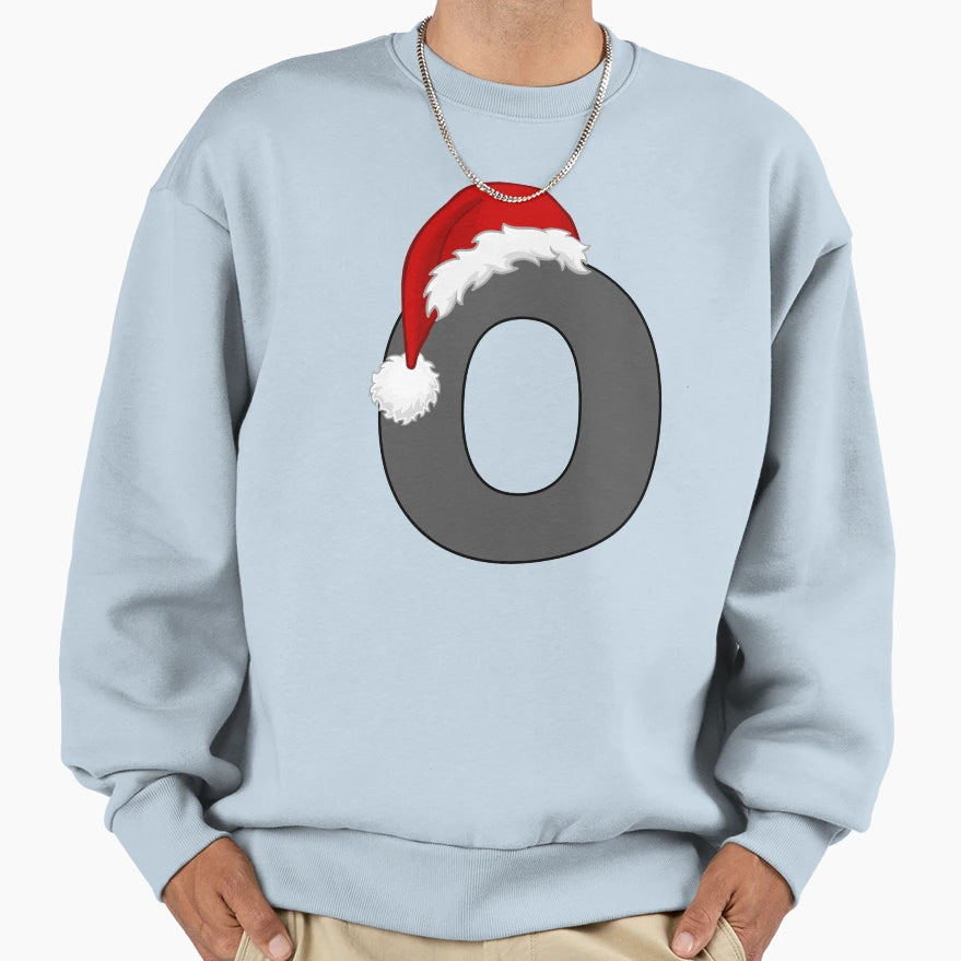 Letter O Santa Hat Sweatshirt - Aesthetic Graphic Unisex - T-Shirt, Sweatshirt, Hoodie