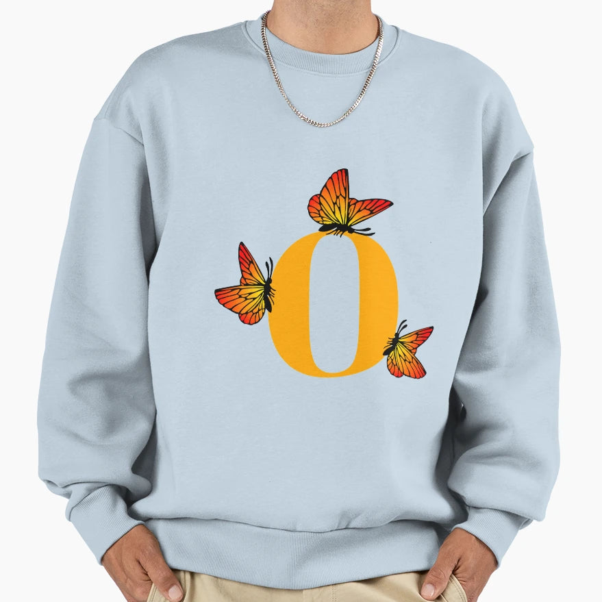 Letter O Alphabet Monogram Butterfly Sweatshirt - Graphic Print Men Women - T-Shirt, Sweatshirt, Hoodie