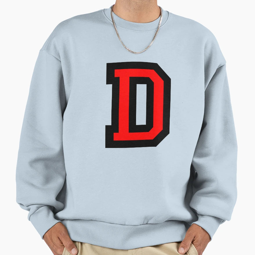 Letter D Black Red Character Sweatshirt - Minimalist Print for Adults - T-Shirt, Sweatshirt, Hoodie